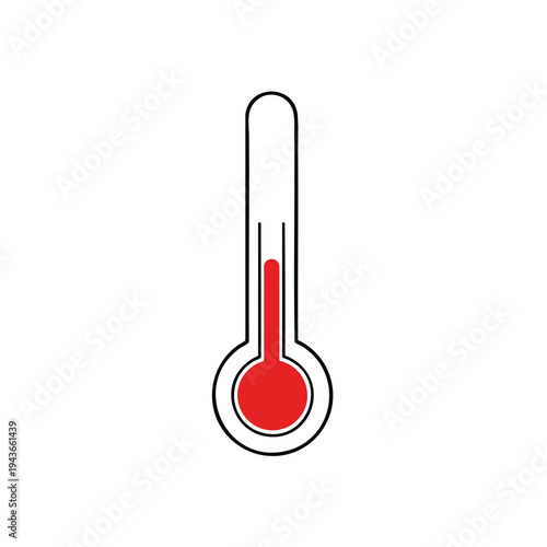 A simple, clean line drawing of a thermometer with a red fluid column indicating a moderate temperature