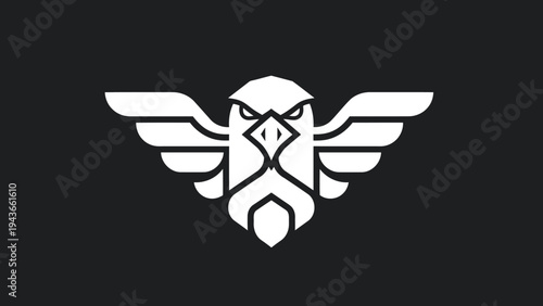 Stylized White Eagle Emblem on Dark Background.