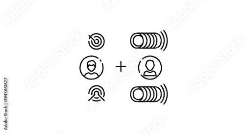 Targeted Audience and Communication Icons Set.