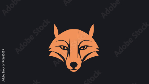 Stylized Orange Fox Head Logo Design Illustration.