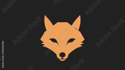 Stylized Orange Fox Head Logo on Dark Background.