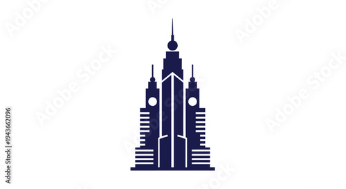 Stylized Silhouette of a Tall Skyscraper Building.