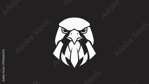 Stylized White Eagle Head Emblem on Dark Background.
