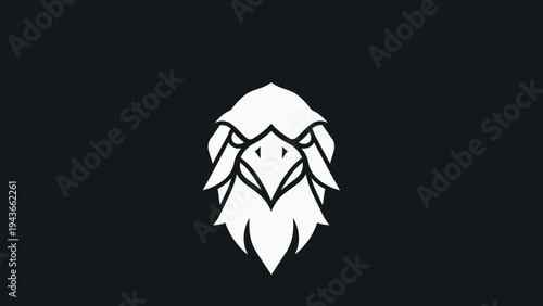 Stylized White Eagle Head Emblem on Dark Background.