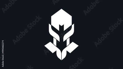 Stylized Spartan Warrior Helmet Emblem Design.