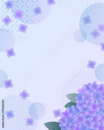 和柄と紫陽花の紫を基調とした4:5背景素材