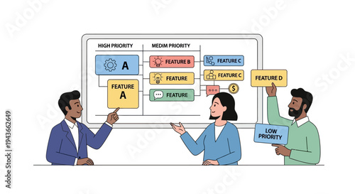 Team Collaborating on Project Prioritization Board.