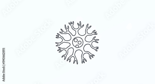 Stylized illustration of a neuron cell with branching dendrites.