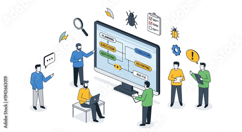 Team Collaborating on Software Development Project.