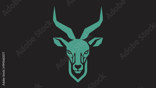 Stylized Teal Impala Head with Majestic Horns.