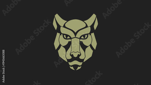 Stylized Wolf Head Emblem with Geometric Patterns.