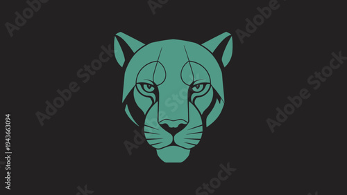 Stylized Teal Panther Head Emblem on Dark Background.
