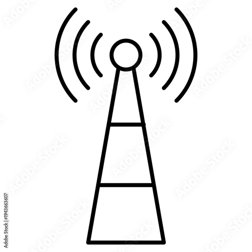 Telecommunications tower and signal transmitter vector icon