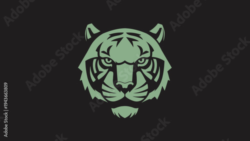 Stylized Tiger Face Graphic Design Fierce Expression.