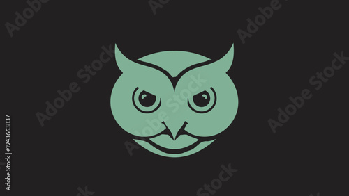 Stylized Owl Face Logo Design Minimalist.