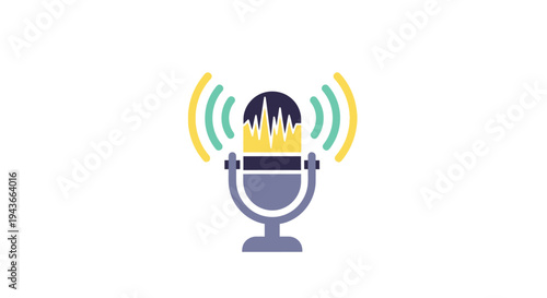 Retro Microphone with Sound Waves Icon