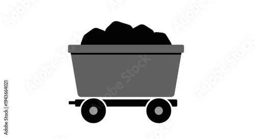 Coal Mine Cart Filled with Black Coal - Industrial Mining Concept