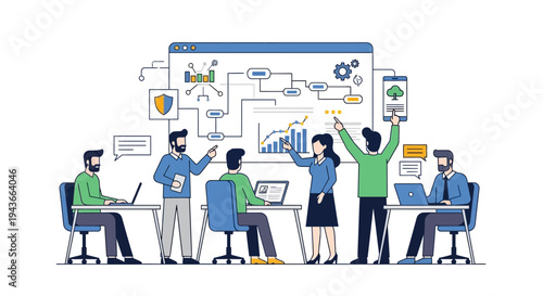 Team Collaborating on Business Strategy and Data Analysis.