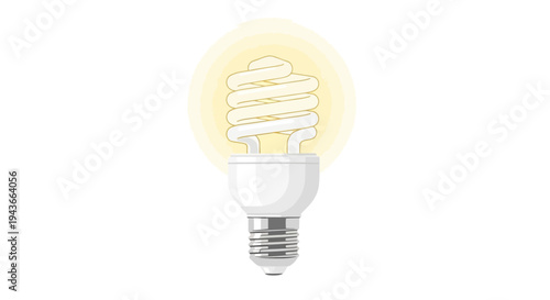 Glowing Compact Fluorescent Light Bulb