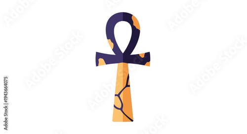 Ancient Egyptian Ankh Symbol with Modern Colorful Pattern