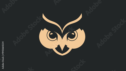 Stylized Owl Face Logo Design Minimalist Graphic.