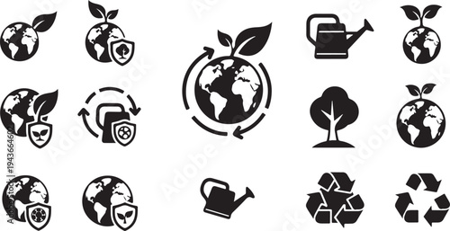 Environmental icons for eco friendly and sustainable living concepts