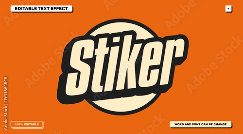 Retro Sticker Editable Text Effect with 3D Bold Typography and Vintage Orange Background