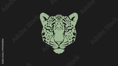 Stylized Leopard Head Illustration with Intricate Spot Patterns.