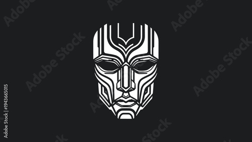 Stylized Tribal Mask with Intricate Geometric Patterns.