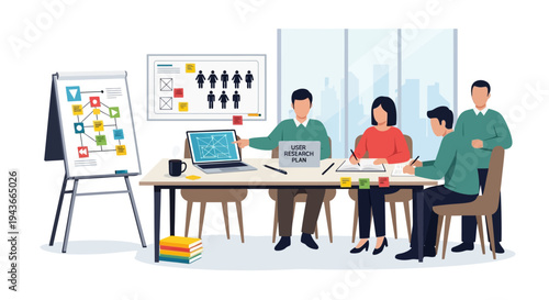 Team Collaboration Meeting in Modern Office Setting.