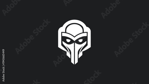 Stylized Warrior Mask Emblem with Intense Gaze.
