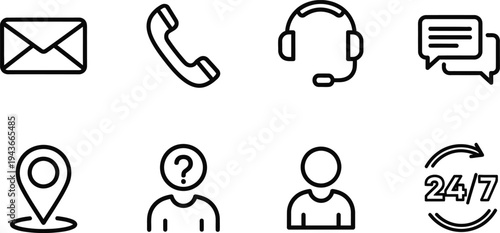 Editable outline icons collection for customer support and communication