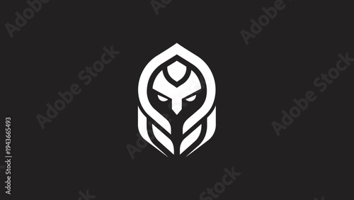 Stylized Warrior Owl Logo Design Minimalist.