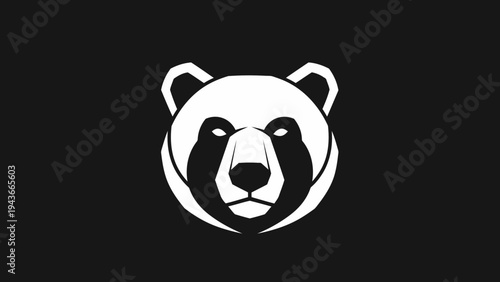 Stylized Panda Bear Head Emblem with Intense Gaze.