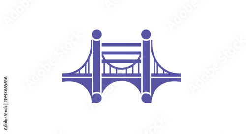 Stylized Purple Bridge Icon on White Background.