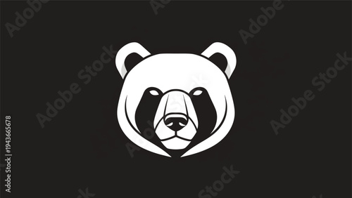 Stylized Panda Bear Head Emblem with Bold Lines.