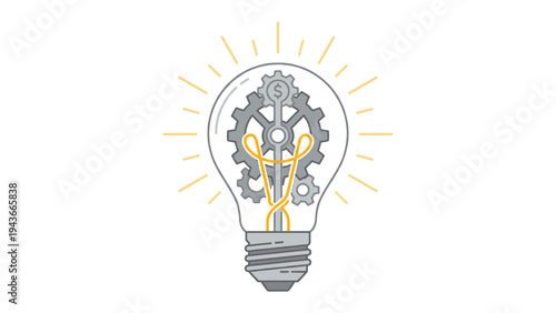 Lightbulb Concept with Gears Symbolizing Ideas and Innovation