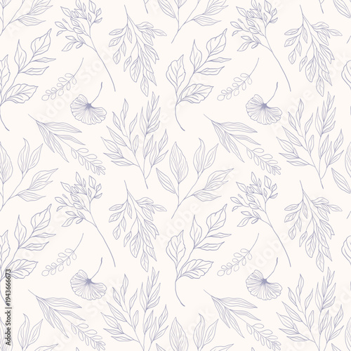 シンプルなボタニカル柄の総柄シームレスパターン