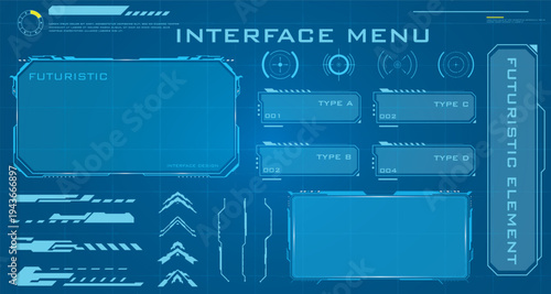 Futuristic HUD Interface Elements Set for Technology UI Design