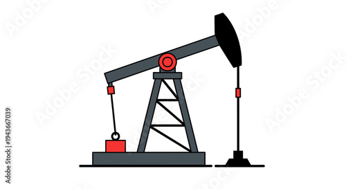 Oil Pump Jack - Industrial Extraction Machine Illustration