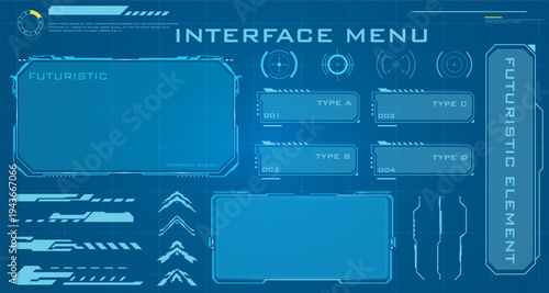 Modern Blue Technology HUD Panels and Callout Banner Set