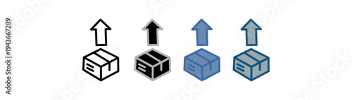 
shipping box icon set multiple style collection with up arrow and box design