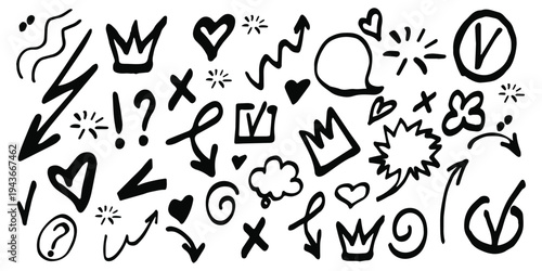 Vector Arrow Heart Sign Set