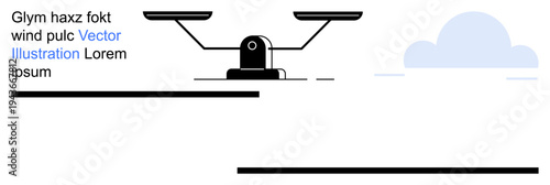 Justice, decision-making, fairness, law enforcement, equality, balance. Diagram with a balanced scale and cloud. Justice and decision-making concept for various applications