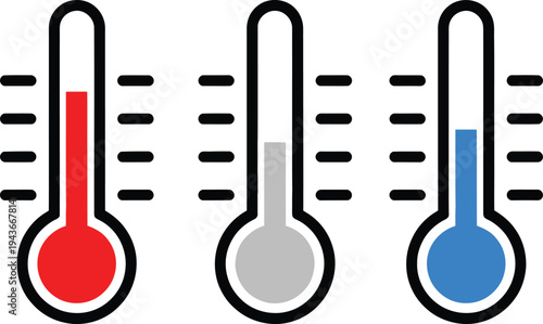 Three thermometers with different temperature readings