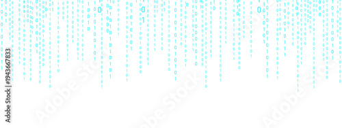 Blue binary Rain. Glowing data flow and light effect. Programming symbols on futuristic abstract backdrop. Modern techno banner. Vector illustration.