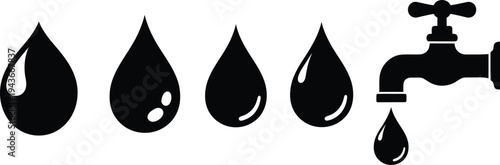 Water droplets and faucet icon