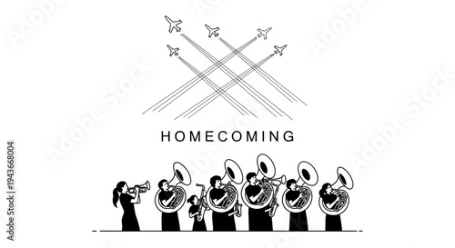 Homecoming Celebration: Airplanes and Brass Band Parade