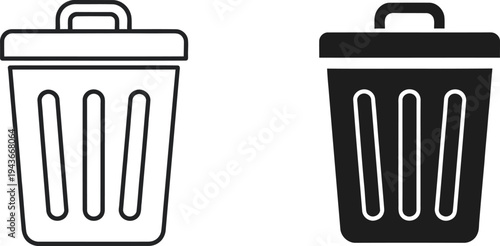 Black and white illustration of trash cans with handles