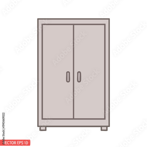 A simple illustration of a grey two-door closet or wardrobe